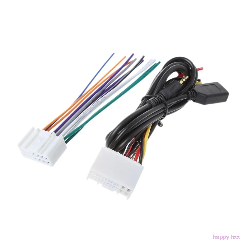 Новый автомобильный аудио стерео жгут проводов адаптер Комплект с USB и AUX разъем