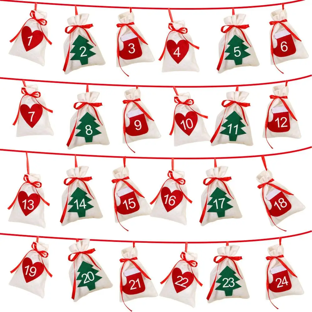 OurWarm Рождественский Войлок Адвент календарь с карманом обратного отсчета календарь настенный DIY Новогоднее Рождественское украшение - Цвет: D