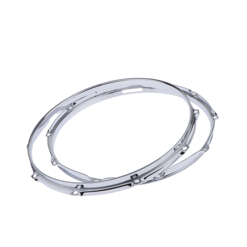 2 Pcs Premium Alloy Steel Snare Drum Hoop Rim 14 inch 10 Holes 2.5mm