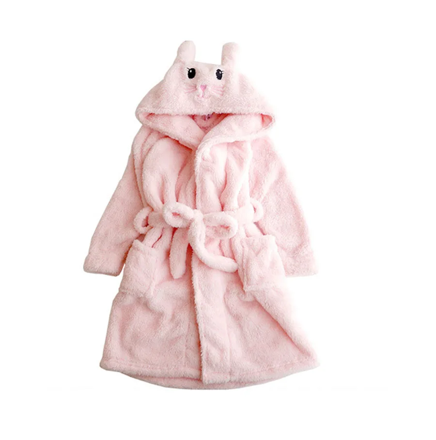 Roupão de Banho Infantil para Meninas Roupão de Bebê com um Capuz para Crianças Flanela Terry Roupão Bonito Coelho Rosa Inverno 2-13y 7 de bebê com um capuz para crianças inverno