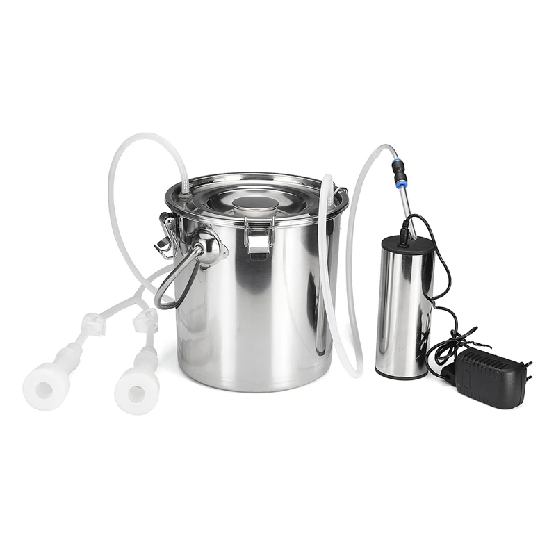 

5L Electric Milking Machine Stainless Steel Cow Goat Sheep Bucket Suction Milker Vacuum Pump Household Milking Machines EU Plug