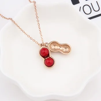 Fashion Women Peanut Rose Gold Silver Color Necklace Elegant Beautiful Necklace Choker Necklace For Women Pendant Jewelry Gift