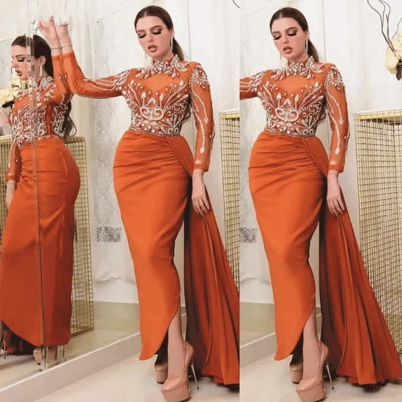 

Vestidos New Arrival High Neck Long Sleeve Muslim Evening Dress 2021 Crystals Beaded Arabic Mermaid Prom Party Gowns Abendkleid