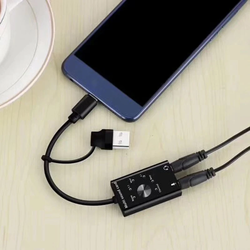 Внешняя звуковая карта USB 2 0 аудио концентратор с разъемом 3 5 мм и микрофоном
