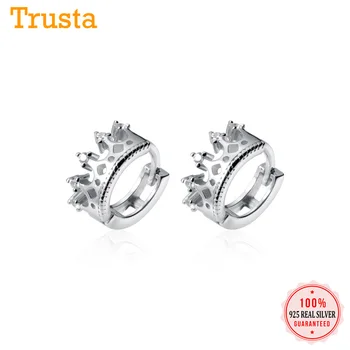 

Crown Earrings 925 Sterling Silver Cute Sweet Dazzling CZ Hoop Earrings Birthday Gift For Women Girl Wedding Jewelry DS2300