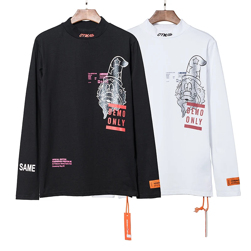 

19SS Heron Preston T Shirt Long Sleeves Embroidery Ctnnb T-shirts High Collar T-SHIRT Harajuku hip hop Heron Preston TShirt