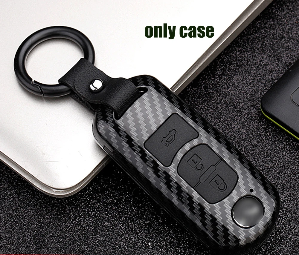 3Button carbon Углеродное волокно, АБС-пластик, автомобильный футляр для дистанционного ключа Крышка для Mazda 2 3 6 Atenza Axela CX-5 CX5 CX 5 CX-7 CX-9 Smart - Название цвета: 3Button carbon