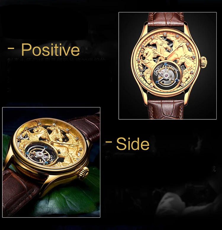Индивидуальные мужские наручные часы высокого класса Tourbillon 24K золотые мужские водонепроницаемые часы автоматические механические часы