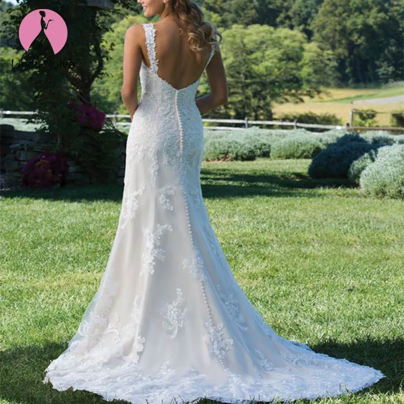 Vestido De Noiva сексуальное, с лифом сердечком, с открытой спиной Кружева Русалка Свадебные платья 2020 на заказ пуговицы с кружевными бретелями