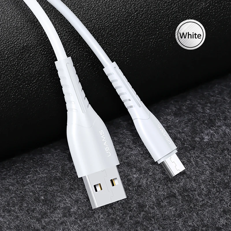 USAMS микро USB кабель для быстрой зарядки для Xiaomi Redmi Note 5 Pro Android кабель для передачи данных для мобильного телефона для samsung S7 микро Зарядное устройство - Цвет: White Micro USB