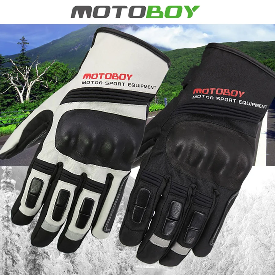 Мотоциклетные Перчатки MOTOBOY теплые водонепроницаемые митенки из овечьей кожи с