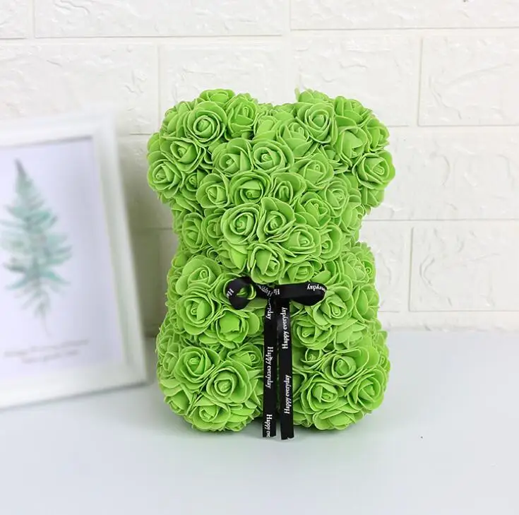 Искусственные цветы 25 см Роза медведь девушка Юбилей Рождество День Святого Валентина подарок на день рождения для свадебной вечеринки - Цвет: Green