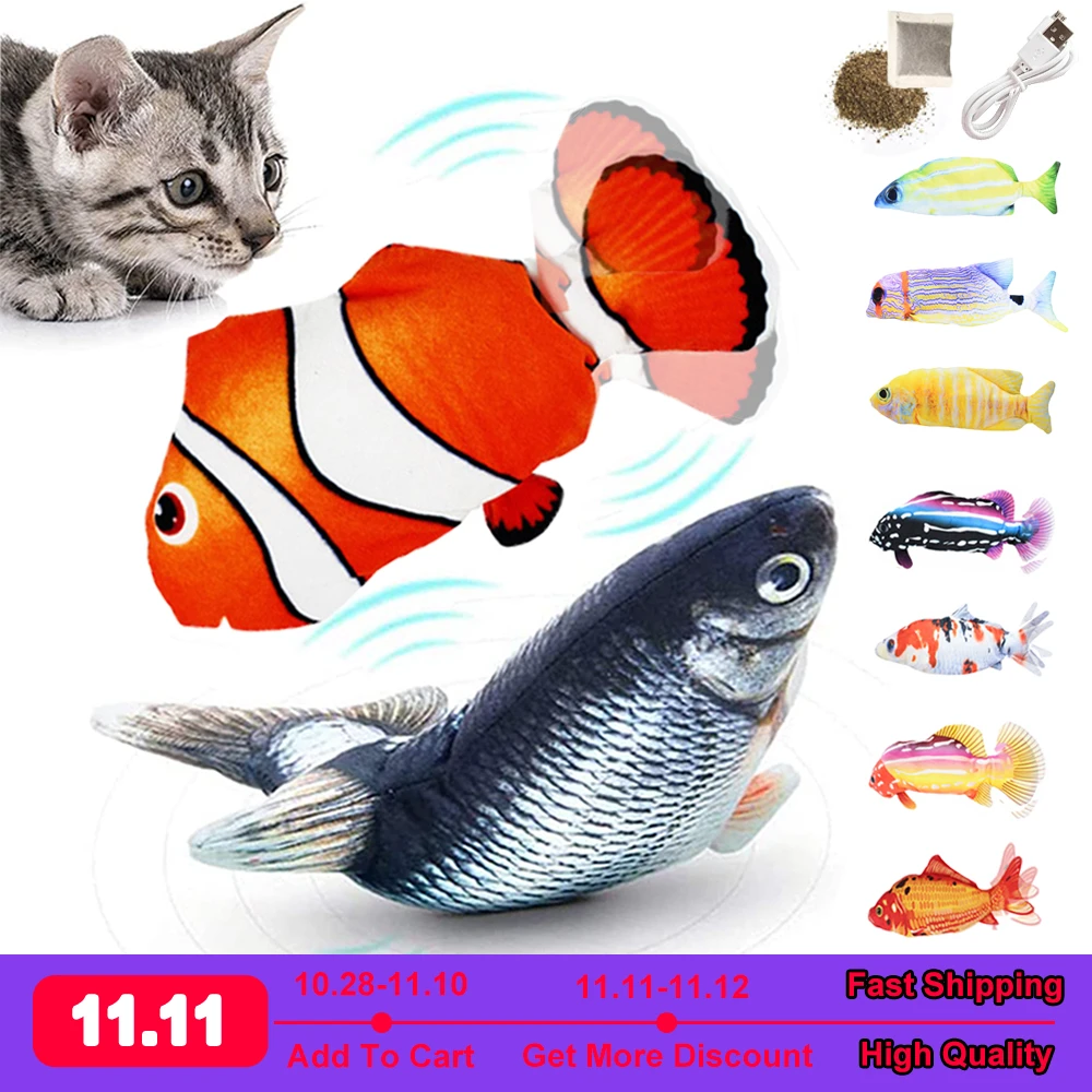 Cat USB Charger Toy Fish Electric Charging Simulation Fish Catnip Cat Pet Chew Bite Interactive Cat Toys Chewing Playing Supplie