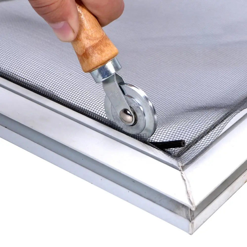 

Steel Wheel Screen Wire Mesh Rolling Wooden Handle Tool For Double Window Installation Hand Spline Roller Household Durable Door