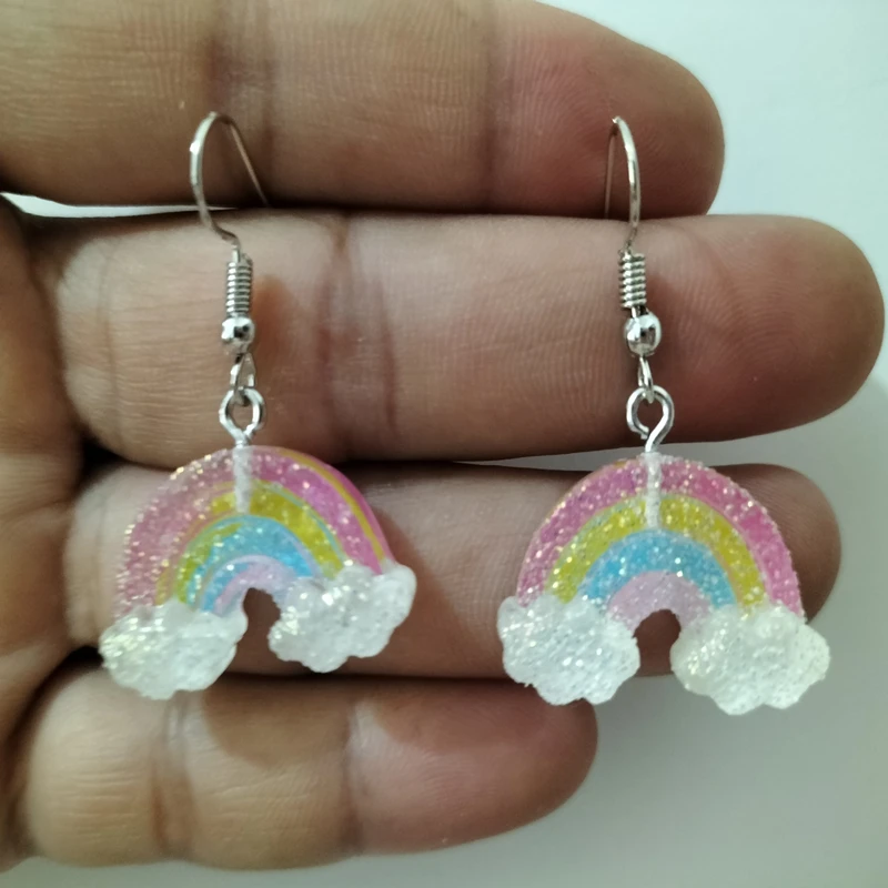 How to diy beautiful rainbow color glitter earrings – Lrisy