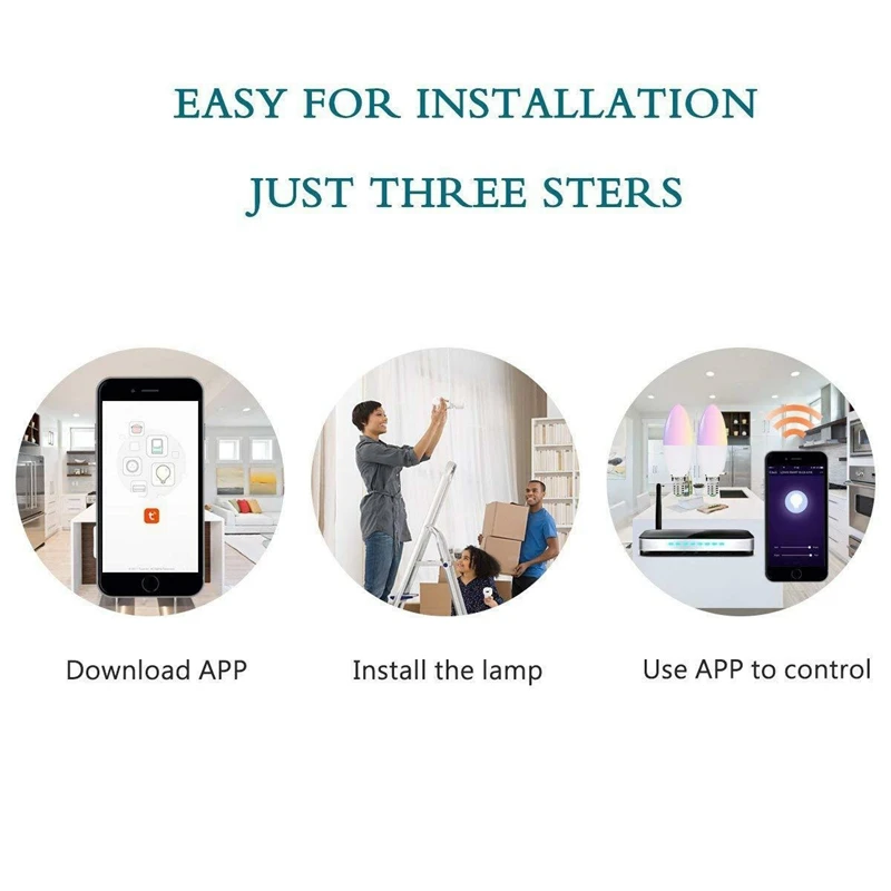 Горячая Смарт-светодиодный E14 канделябр Базовая лампа, RGB диммируемая разноцветная Свеча лампа, WiFi контроль 40 Вт эквивалентная лампа, совместима с