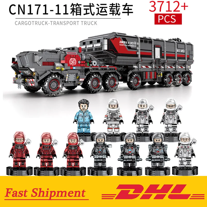 

DHL Movie Series Wandering Earth Military Transport Cargo Truck Technic Building Blocks Bricks Kids Toy Compatible with Legoings