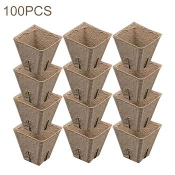 

100pcs/set Seedlings Nursery Cup Durable Garden Supplies Practical Peat Paper Farm Plant Starter Yard Home Flower Vegetable