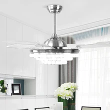 42 дюймов светодиодный потолочный вентилятор с кристаллами с дистанционным управлением 36 Вт Складная Выдвижная лампа для гостиной спальни многофункциональная современная лампа-вентилятор