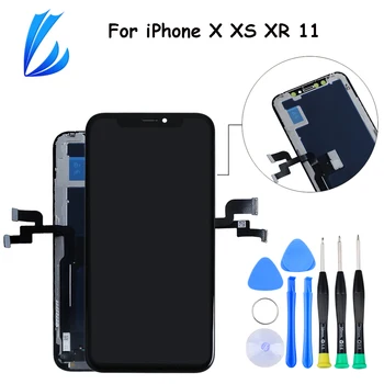 

100% Tested LCD Pantalla For iPhone X XR XS 11 Screen Replacement LCD Display 3D Touch Screen Phone Part Digitizer Assembly+Tool