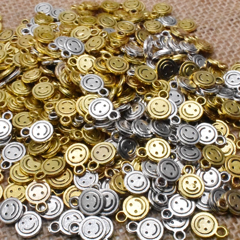 

Yanqi 8*11MM 20PCS Gold Silver Metal Alloy Smiling Face Shape Charms Pendants For Jewelry Making DIY Accessories
