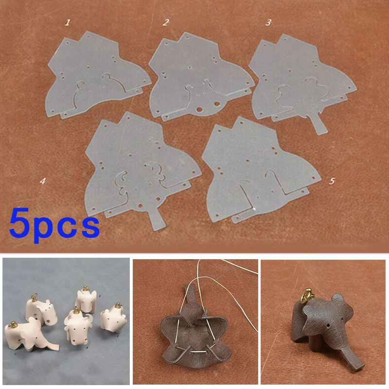 5 шт. ПВХ Животные кожевенное ремесло шаблон DIY шитье трафареты изготовление