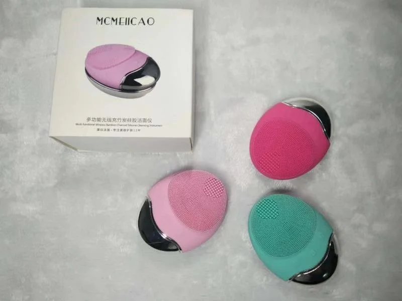 Bamboo Charcoal Silicone Face Cleansing Device Waterproof USB Electric Sonic Vibration Pore Cleaning Beauty Machine 4