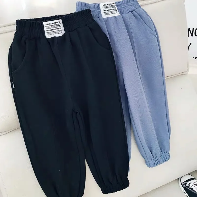 MIEMBRO Spring Autumn Solid Children Letter Printed Trousers Girls Loose Sports Pants Boys Kids Casual Clothes Clothing