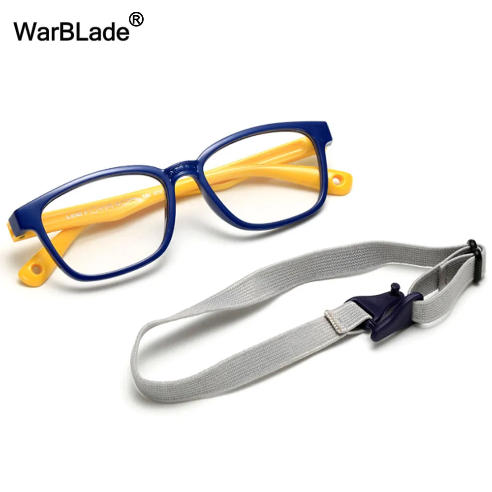 WarBLade TR90 Flexible Kids Eyeglasses Frame Glasses For Child Boys Girls Degree Myopia Optical Frames With Lanyard Square 2020