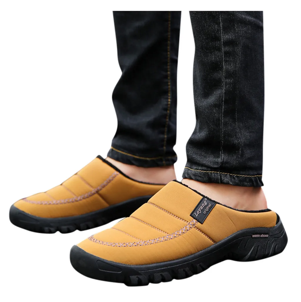 Zapatos de hombre; пара повседневных домашних тапочек большого размера; бархатная теплая обувь; мужские водонепроницаемые хлопковые тапочки; chaussure homme