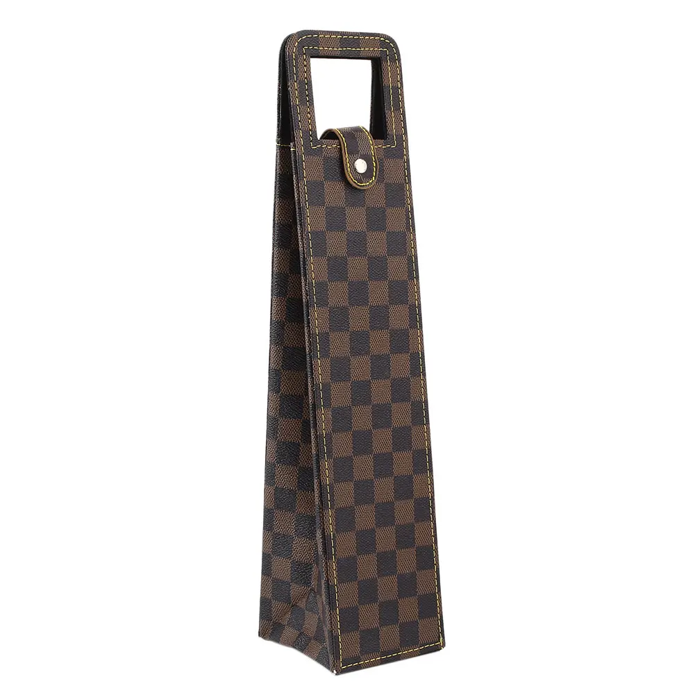 

Red Wine Bottle Bags Gift Box Packaging Leather Foldable Portable Fashion