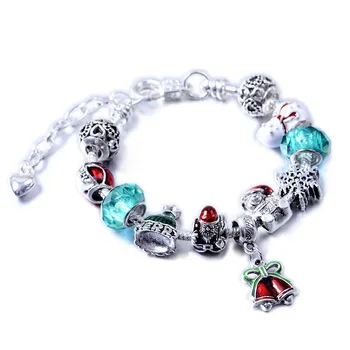 

New Panjia European and American style gift box set Christmas Diy Bracelet Length adjustable New Year's Eve Santa Bell Pendant