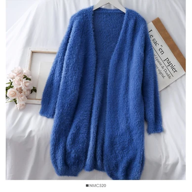 cardigan women Пушистый кардиган, женский длинный кардиган, Mujer, мохер, розовый, на осень и зиму, свитер, одежда,, корейский, женский, длинный рукав, свитера - Цвет: cardigan women