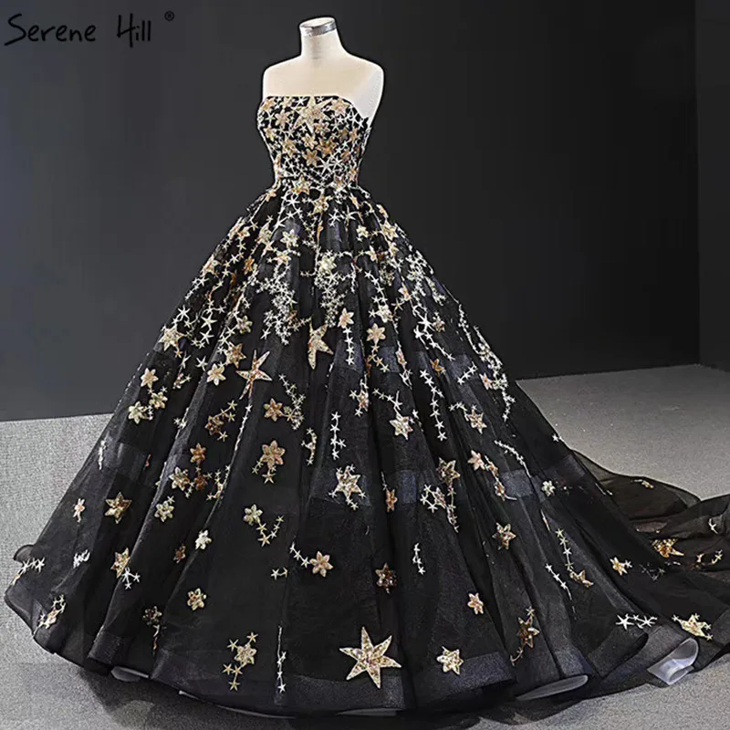 elegant black and gold wedding dress