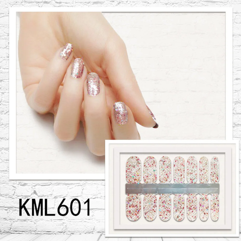 5Pcs/Set Glitter Nail Polish Strips Adhesive Shine Stickers Manicure Kits