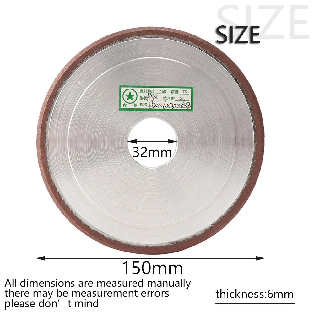 125/150mm Diamond Grinding Wheel arc Grinder Circle Disc for Tungsten Steel Carbide Metal Milling Tool Sharper Tips 150Grit