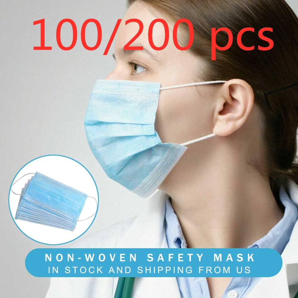 

Face Mouth Masks Respirator 3-layer Antiviral Protection Flu Facial Mask Influenza Earloop Non Woven Mouth Dust Mask