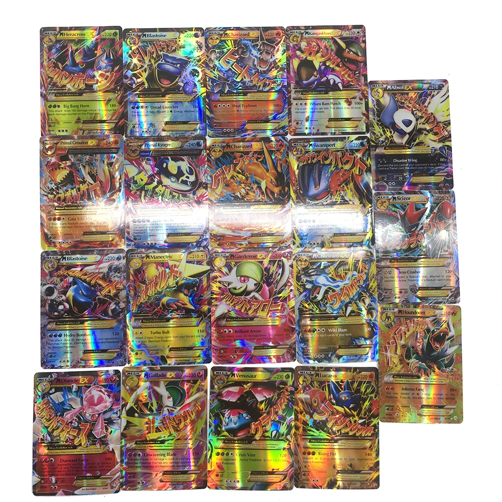 Takara Tomy Pokemon Cards TCG 100 шт. GX MEGA Trainer Energy Cover Flash Card Sun Moon коллекционный Подарок детская