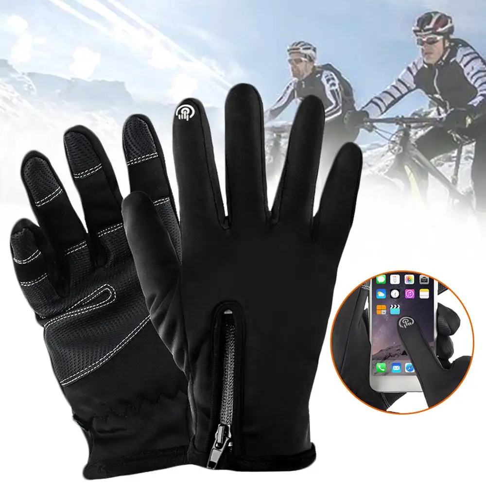 

New Cycling Gloves Warm Waterproof Snow Gloves with Zipper for Skiing Snowboarding Motorcycling Skiing Outdoor Sports