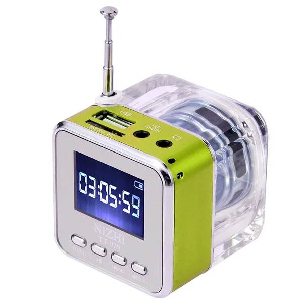 Micro SD/TF USB диск mp3 ЖК-дисплей динамик часы радио RADT028 Кристальное освещение мини