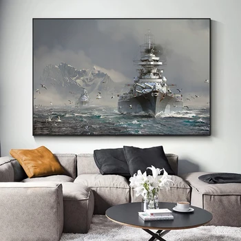 The Bismarck Battleship Artwork Printed on Canvas 2