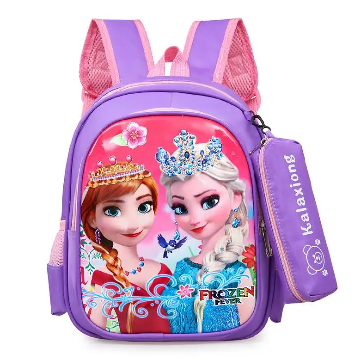 Mochila de dibujos animados de Disney para niños, mochila de princesa Elsa de Frozen, bolsa de exterior para chica de dibujos animados, mochila escolar