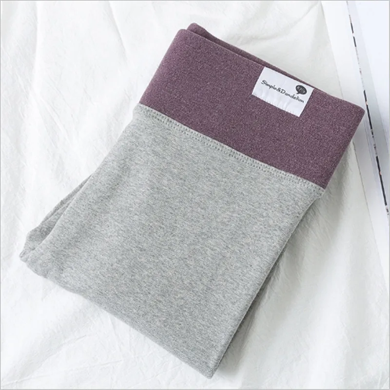 light gray REVERIEUOMO Зимние новые модные сексуальные эластичные 7 см с высокой талией с рисунком кота, лоскутные теплые леггинсы для женщин, 4 цвета, большие размеры - Цвет: light gray