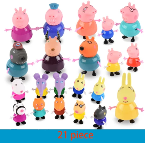 21pcs Свинка Пеппа, парк развлечений, игрушки, Свинка Пеппа, семейные куклы, фигурка, модель, игрушки для детей, подарок на день рождения, Рождество - Цвет: 21pcs