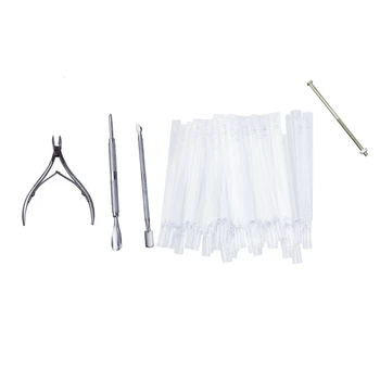 

50 Color Clear False Nail Art Tips Polish Display Fan Sticks Practice Salon & Pocket Nail Cuticle Nipper Pack Contains Nail Trim