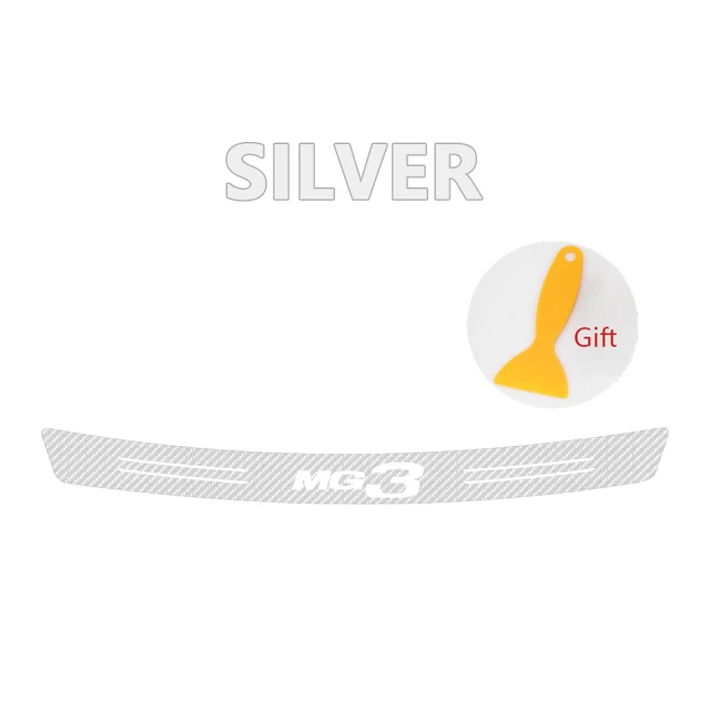 Carbon Fiber Car Tail Trunk Scuff Guard Protector Sticker Rear Bumper Load Edge Protection Decal for MG MG3 Emblem Accessories Silver