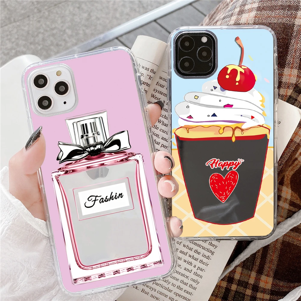 

For Transparent iPhone 11 Pro Case 5S 6 6S 7 8 Plus X XS Max Ice cream coffe for Cover iPhone 7 Case Soft TPU for iPhone XR Case