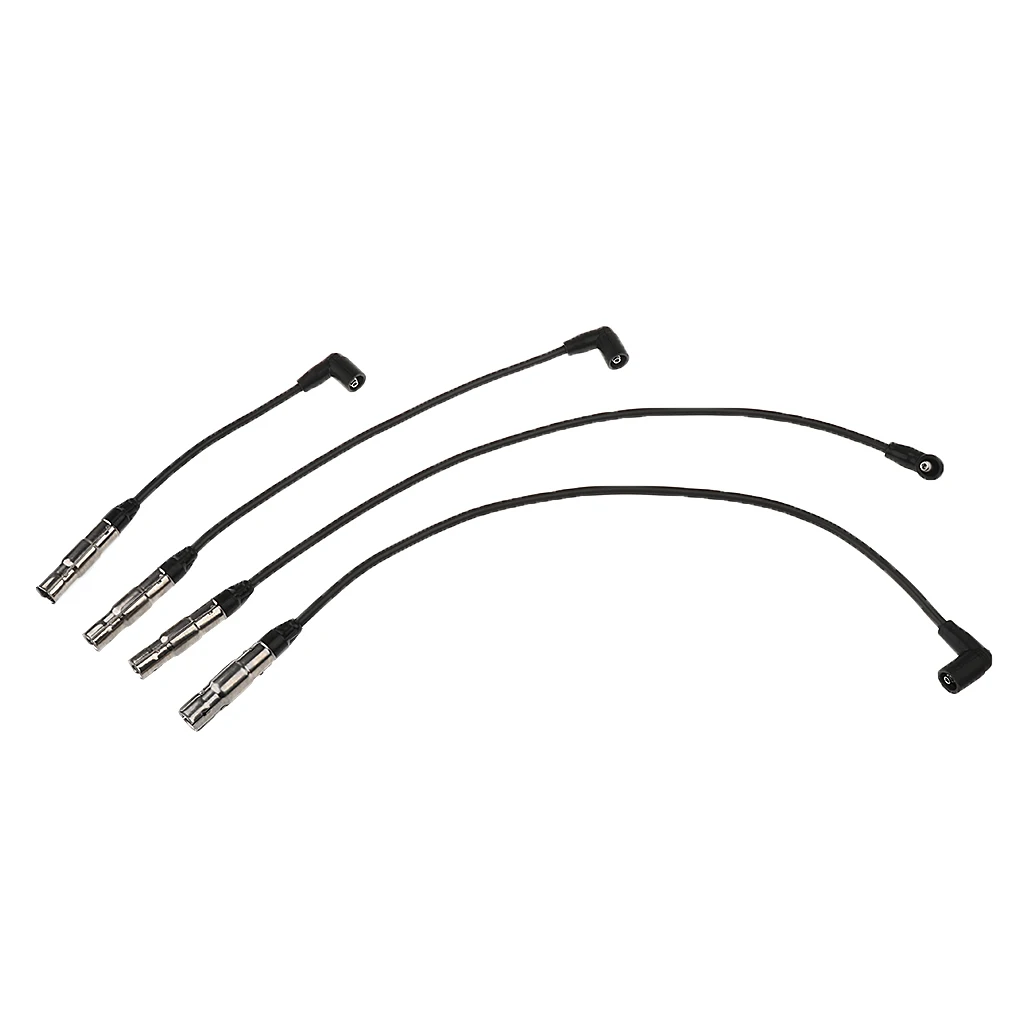 4 Pack Race Straight Spark Plug Wire Set Metal Rubber Spark Plug Wires with Boots at  Spark Plug End