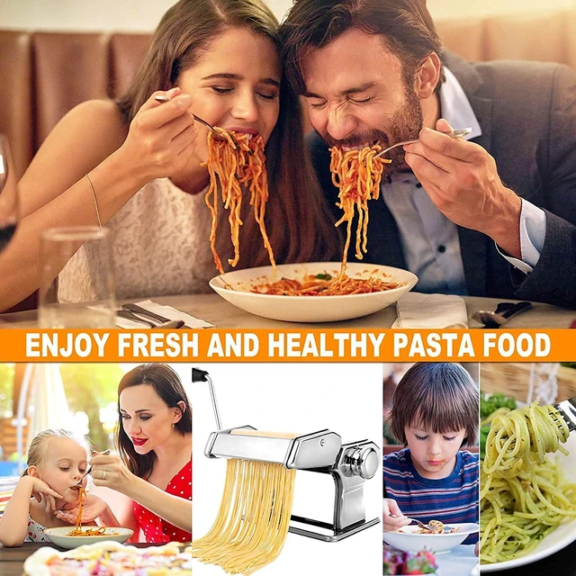 Pasta Maker Machine, Homemade Stainless Steel Manual Roller Pasta Maker  With Adjustable Thickness Settings Sturdy Noodles Cutter for Spaghetti