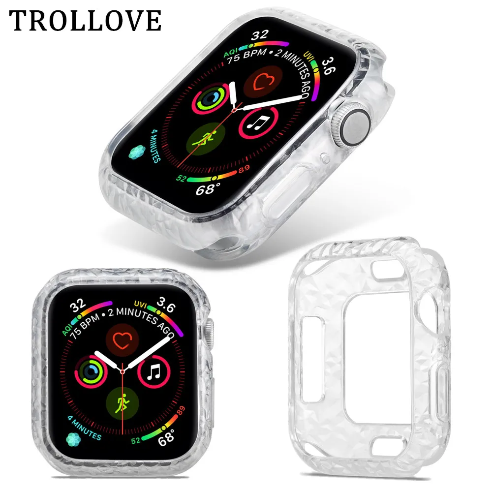 Мягкий тонкий чистый ТПУ чехол для Apple Watch серии группа 4 40 мм 44 мм протектор Shell ромба Прозрачная крышка для iWatch